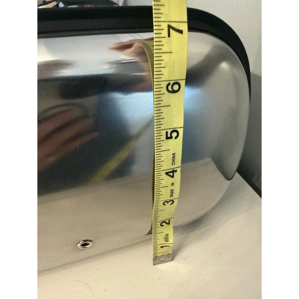 Vintage Retro Mod Stainless Steel Chrome Metal Roll‎ Top Rounded Dome Bread Box